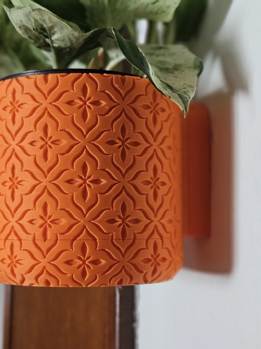 Orange Embossed Decorative Planter - 3d Printed